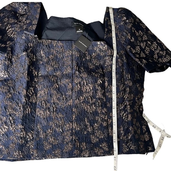New Women’s Club Monaco Brocade Puff Sleeve Blouse Size 12 - Picture 9 of 10